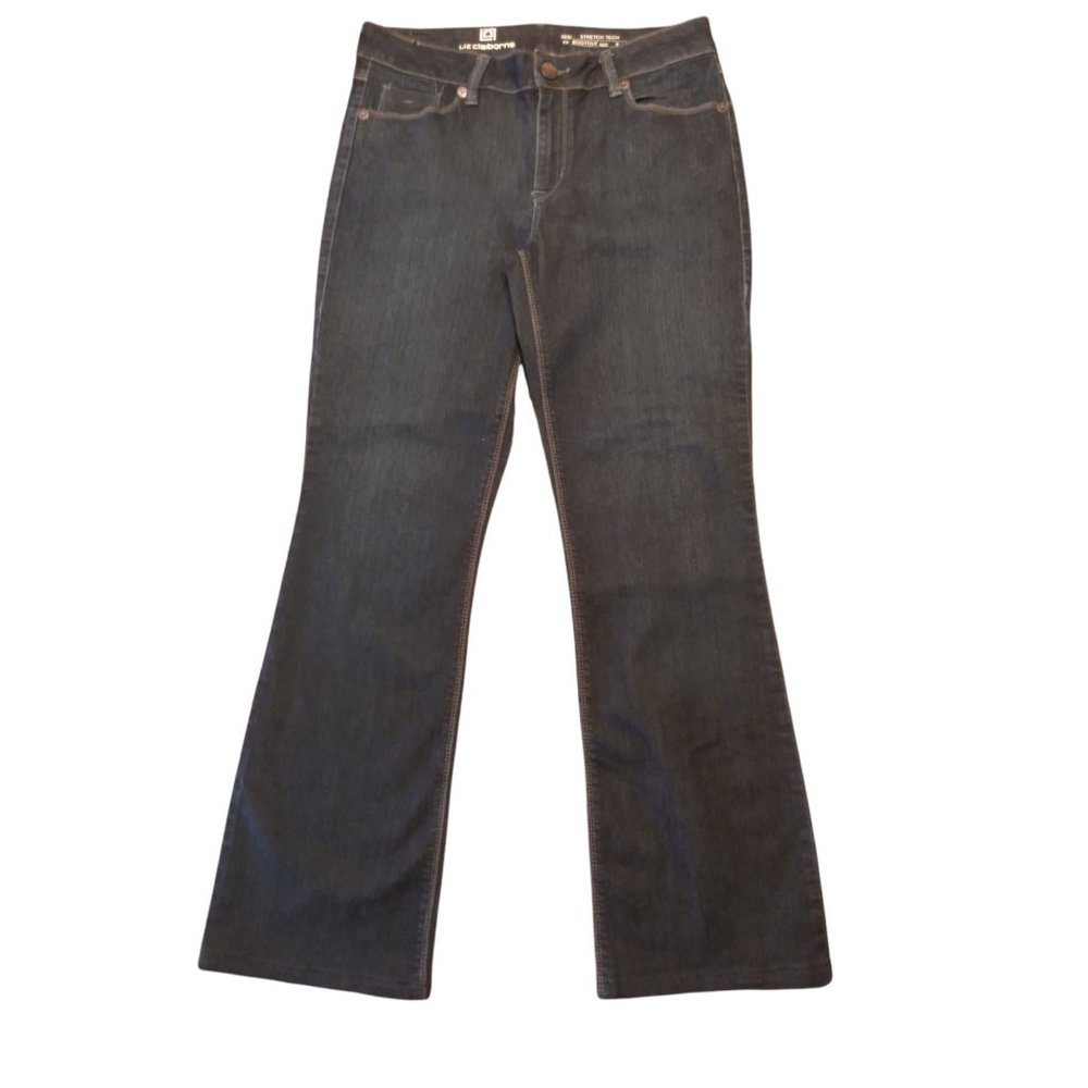 Liz Claiborne STRETCH TECH BOOTCUT DARK WASH BLUE JEANS SIZE  8
